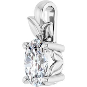 10K White Gold 6x4 mm Oval Charm/Pendant Mounting – image 3