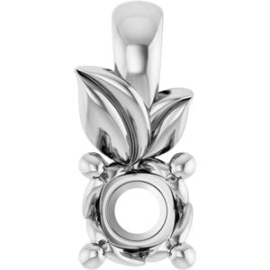10K White Gold 3.2 mm Round Charm/Pendant Mounting – image 2