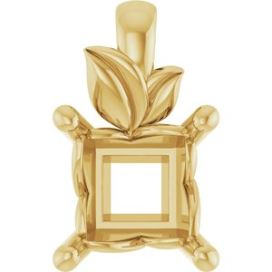 18K Yellow Gold 5.5 mm Square Charm/Pendant Mounting – image 2