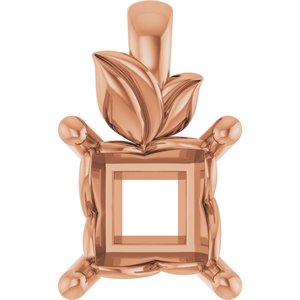 14K Rose Gold 5.5 mm Square Charm/Pendant Mounting – image 2
