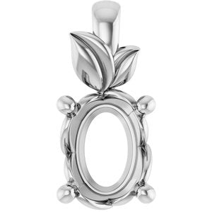 10K White Gold 8x6 mm Oval Charm/Pendant Mounting – image 2