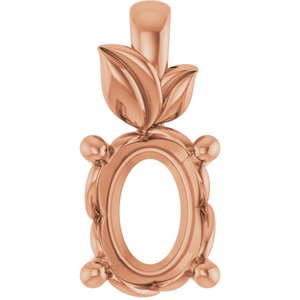 18K Rose Gold 8x6 mm Oval Charm/Pendant Mounting – image 2