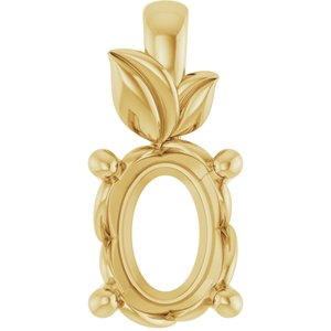 14K Yellow Gold 8x6 mm Oval Charm/Pendant Mounting – image 2
