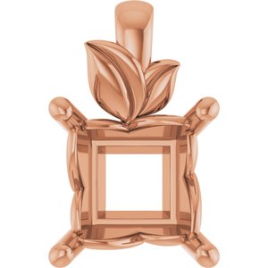 14K Rose Gold 7 mm Square Charm/Pendant Mounting – image 2