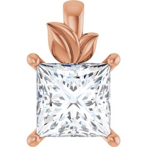 14K Rose Gold 7 mm Square Charm/Pendant Mounting