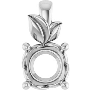 10K White Gold 7.4 mm Round Charm/Pendant Mounting – image 2