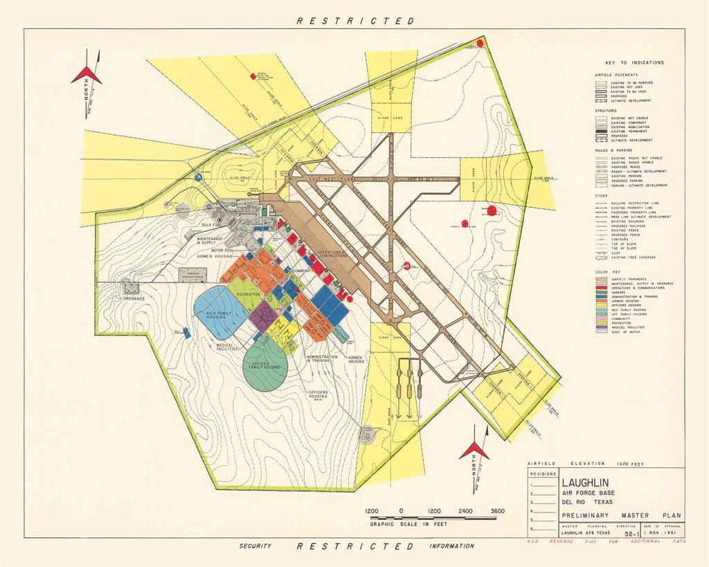 Vintage Map of Laughlin Air Force Base, 1951