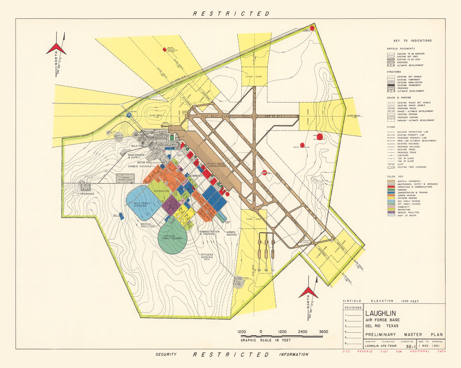 Vintage Map of Laughlin Air Force Base, 1951