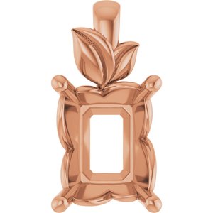 14K Rose Gold 10x8 mm Emerald Charm/Pendant Mounting – image 2