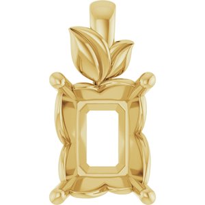 14K Yellow Gold 10x8 mm Emerald Charm/Pendant Mounting – image 2
