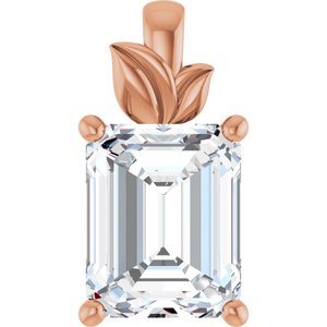 10K Rose Gold 10x8 mm Emerald Charm/Pendant Mounting
