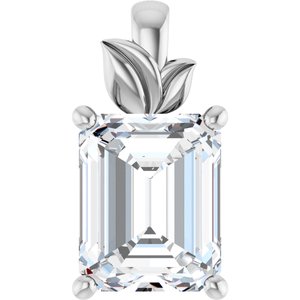 18K White Gold 10x8 mm Emerald Charm/Pendant Mounting