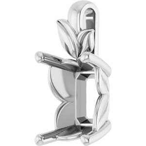 14K X1 White Gold 10x8 mm Emerald Charm/Pendant Mounting – image 4