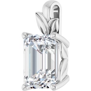 10K White Gold 10x8 mm Emerald Charm/Pendant Mounting – image 3