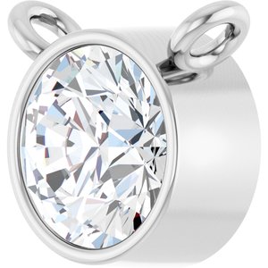 14K White 3/8 CT Natural Diamond Bezel-Set Necklace Center