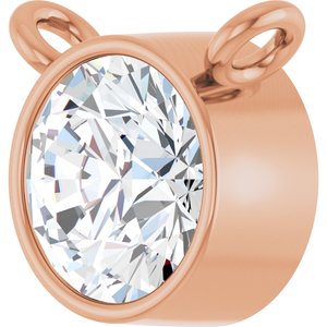 14K Rose 3/8 CT Natural Diamond Bezel-Set Necklace Center