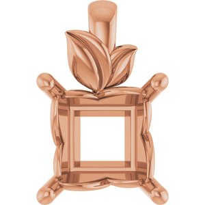 10K Rose Gold 7.5 mm Square Charm/Pendant Mounting – image 2