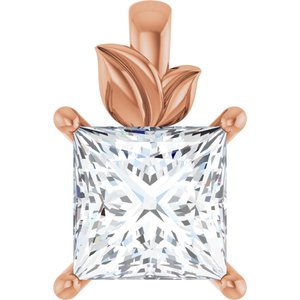 18K Rose Gold 7.5 mm Square Charm/Pendant Mounting