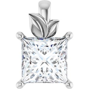 14K X1 White Gold 7.5 mm Square Charm/Pendant Mounting