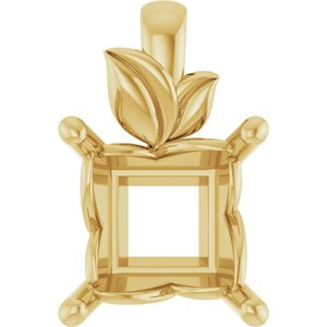 18K Yellow Gold 7.5 mm Square Charm/Pendant Mounting – image 2