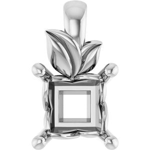10K White Gold 4.5 mm Square Charm/Pendant Mounting – image 2
