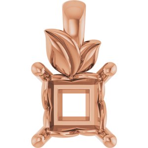 18K Rose Gold 4.5 mm Square Charm/Pendant Mounting – image 2