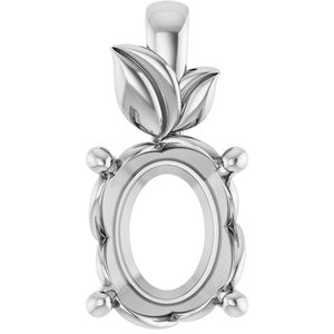 10K White Gold 10x8 mm Oval Charm/Pendant Mounting – image 2