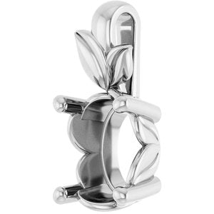 14K White Gold 9x7 mm Oval Charm/Pendant Mounting – image 4