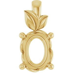 14K Yellow Gold 9x7 mm Oval Charm/Pendant Mounting – image 2