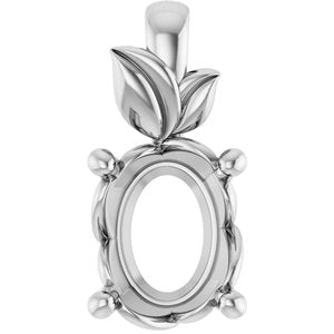 14K White Gold 9x7 mm Oval Charm/Pendant Mounting – image 2