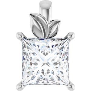 14K White Gold 8 mm Square Charm/Pendant Mounting