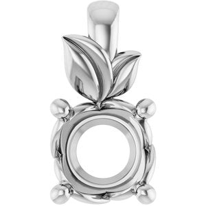 10K White Gold 6.5 mm Round Charm/Pendant Mounting – image 2