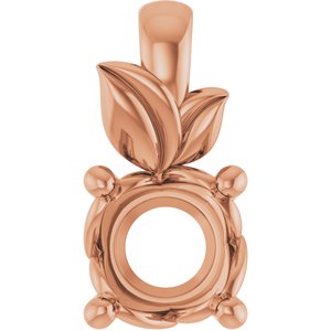10K Rose Gold 5.5 mm Round Charm/Pendant Mounting – image 2