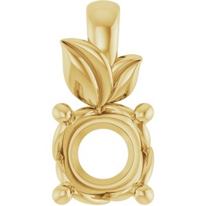 14K Yellow Gold 5.5 mm Round Charm/Pendant Mounting – image 2