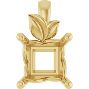 10K Yellow Gold 6.5 mm Square Charm/Pendant Mounting – image 2