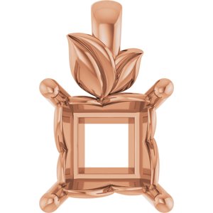10K Rose Gold 6.5 mm Square Charm/Pendant Mounting – image 2