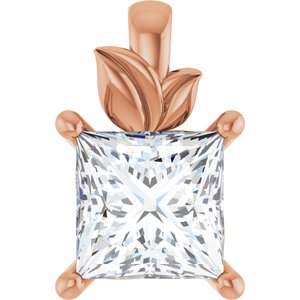 14K Rose Gold 6.5 mm Square Charm/Pendant Mounting