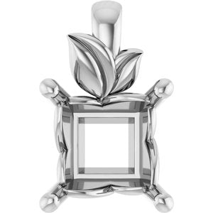 14K X1 White Gold 6.5 mm Square Charm/Pendant Mounting – image 2