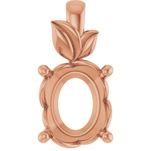 10K Rose Gold 11x9 mm Oval Charm/Pendant Mounting – image 2
