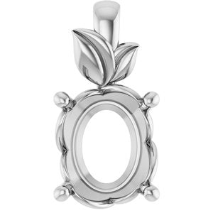 Sterling Silver 11x9 mm Oval Charm/Pendant Mounting – image 2
