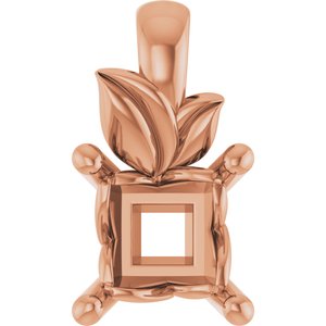 10K Rose Gold 4 mm Square Charm/Pendant Mounting – image 2