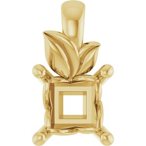 14K Yellow Gold 4 mm Square Charm/Pendant Mounting – image 2