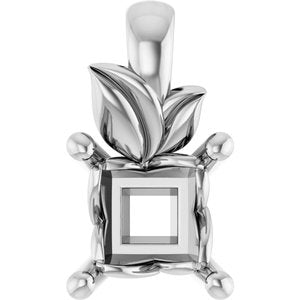 Sterling Silver 4 mm Square Charm/Pendant Mounting – image 2