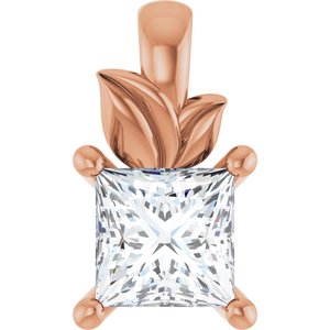 10K Rose Gold 4 mm Square Charm/Pendant Mounting