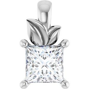 14K White Gold 4 mm Square Charm/Pendant Mounting