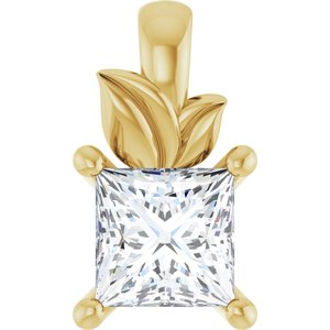 18K Yellow Gold 4 mm Square Charm/Pendant Mounting