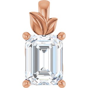 10K Rose Gold 8x6 mm Emerald Charm/Pendant Mounting