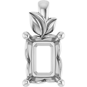Platinum 8x6 mm Emerald Charm/Pendant Mounting – image 2