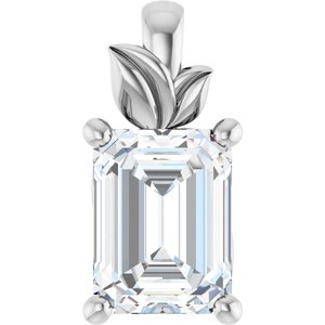 Platinum 8x6 mm Emerald Charm/Pendant Mounting