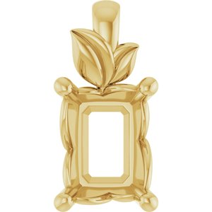 10K Yellow Gold 8x6 mm Emerald Charm/Pendant Mounting – image 2
